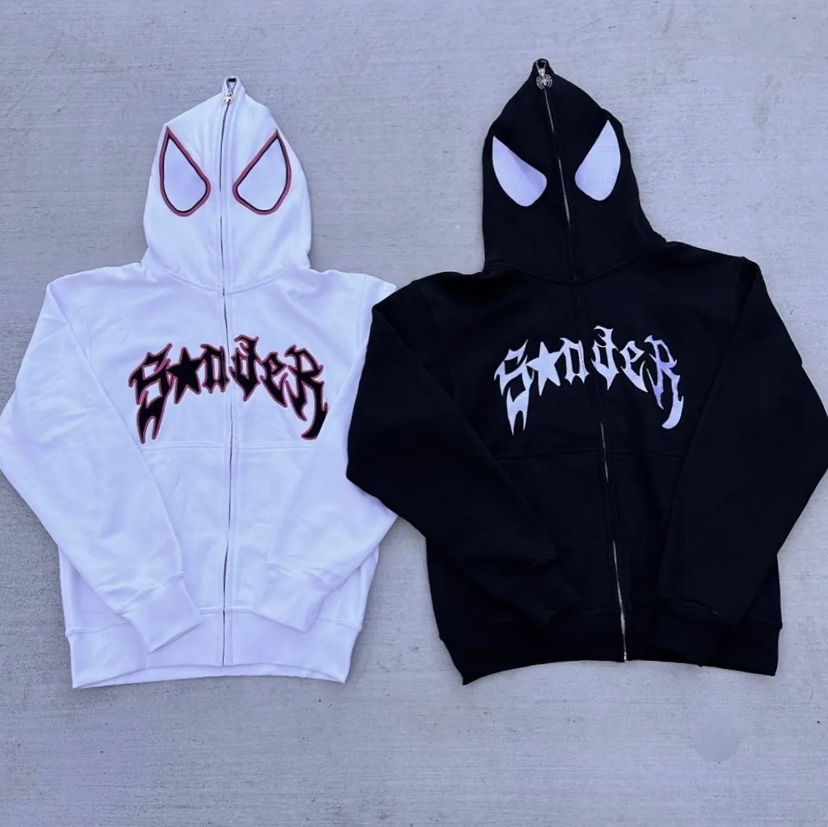 Winter Harajuku Casual Loose Hooded Sweatshirt Y2k Men Spider Print Hoodies Women Hip Hop Zipper Long Sleeve Jacket Coats Autumn