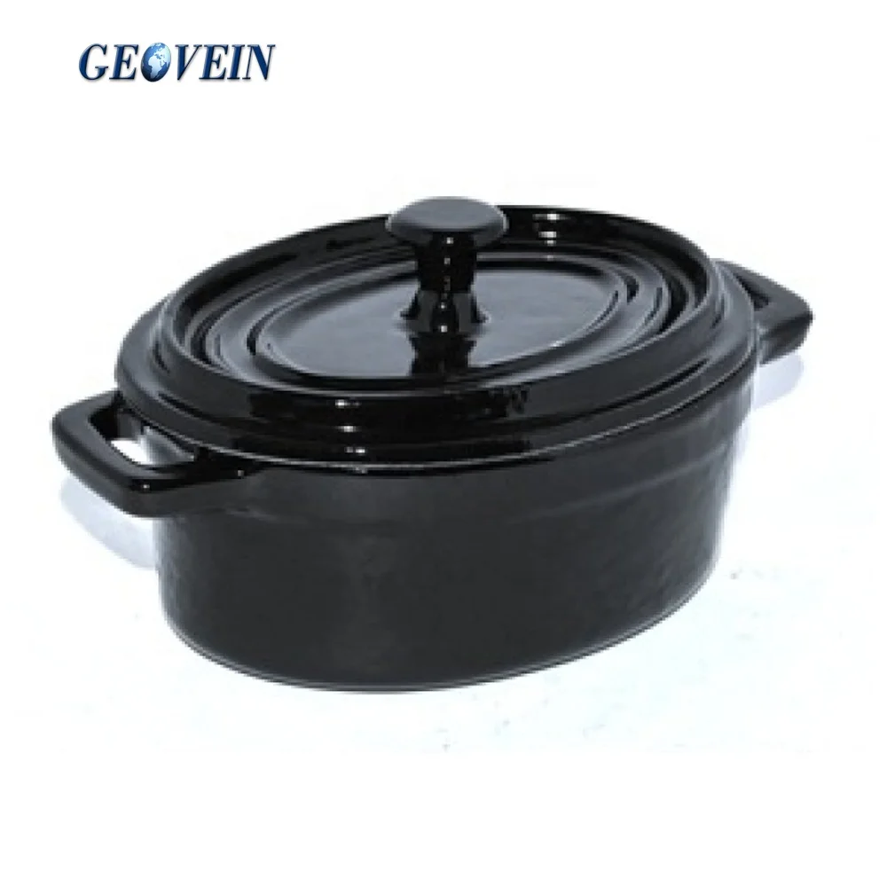 Mini Cast Iron Oval Enamel Pot, Oval Iron Cocotte, Cast Iron Baking Pot