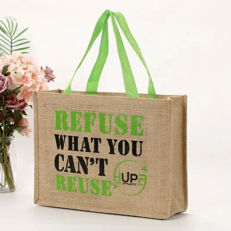 Cheap Hessian Jute Bag/ Custom Logo Printed Burlap Jute Tote Bag/ Eco Reusable Jute Bag Promotional