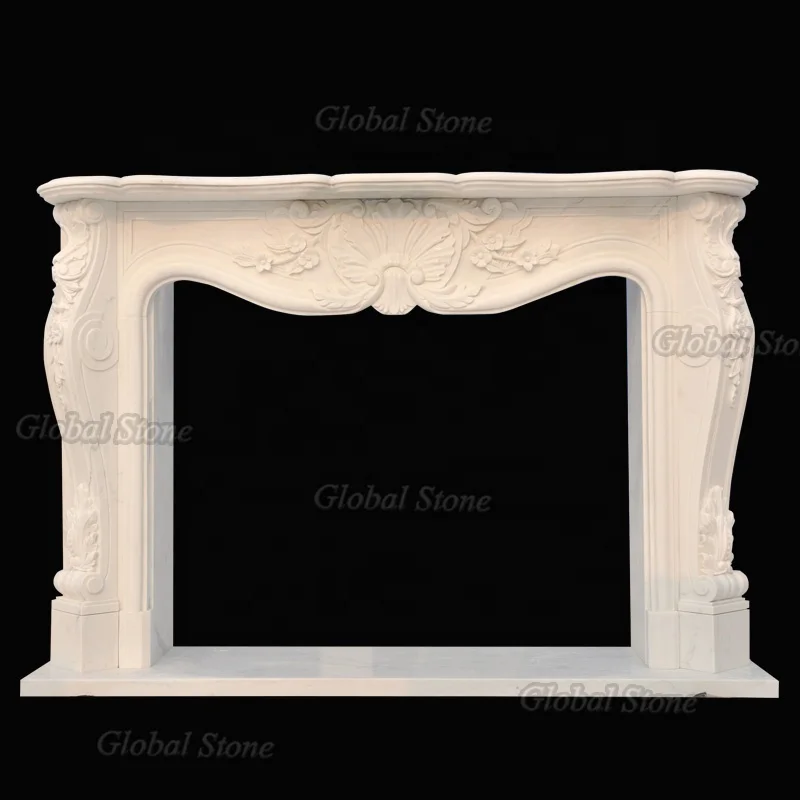 Fancy Wholesale Natural Stone Carved Marble Carving Fireplace