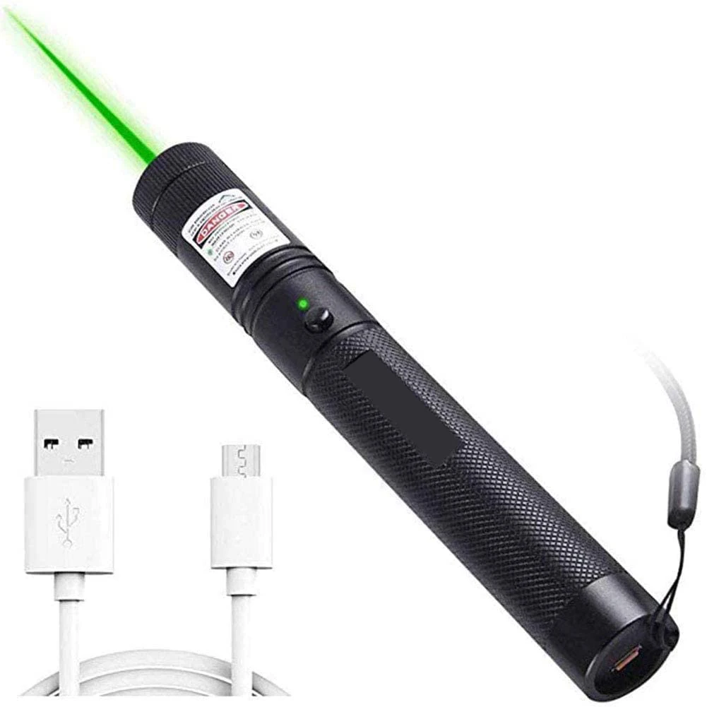 Adjustable Focus Green Beam 303 Laser Pen USB Laser Pointers Cat Toy Laser Pointers Pen with USB Cable