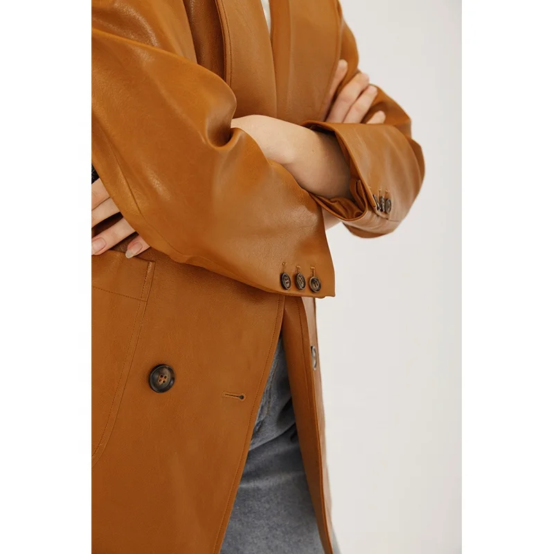 Большой зимний костюм для женщин 2021 Осень Высокое качество блейзеры женская одежда отложной воротник пальто куртка из искусственной