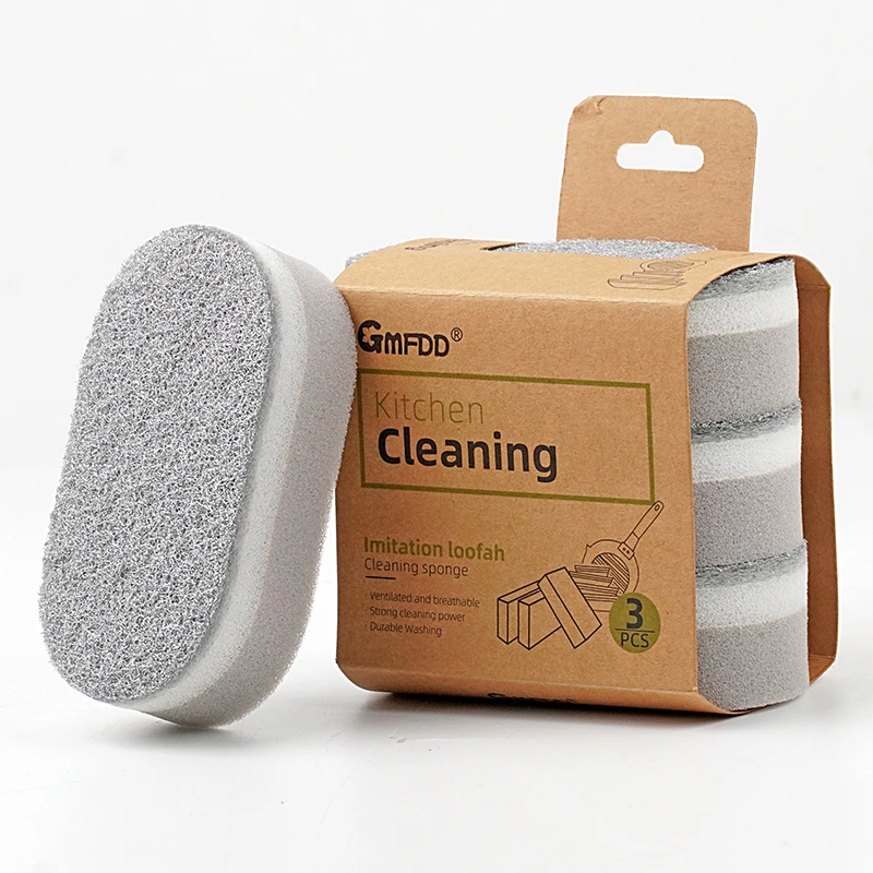 Silver Color Oval Scrub Dishwashing Sponges For Washing Dishes Pot Brush Rust Eraser Grit Scouring Pads Sponge Kitchen Cleaning