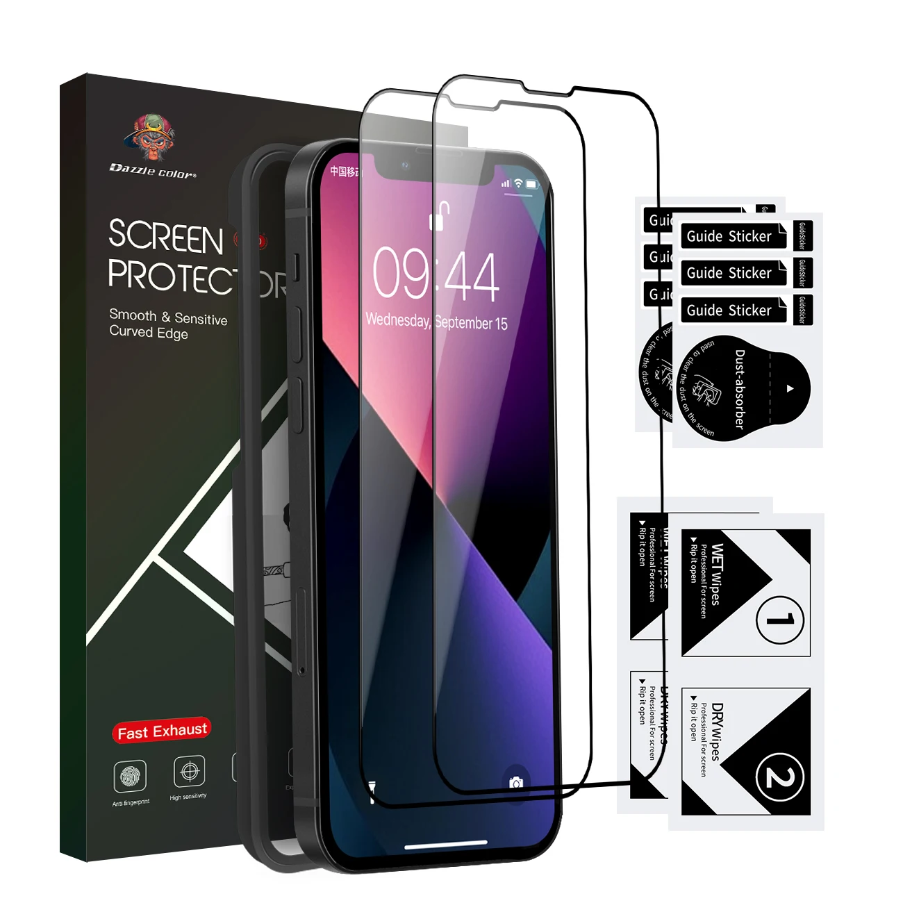 Инструмент для выравнивания 3 упаковки 2 упаковки без пузырьков 9H 2.5D взрывозащищенное Закаленное стекло для защиты экрана iphone 13 pro max