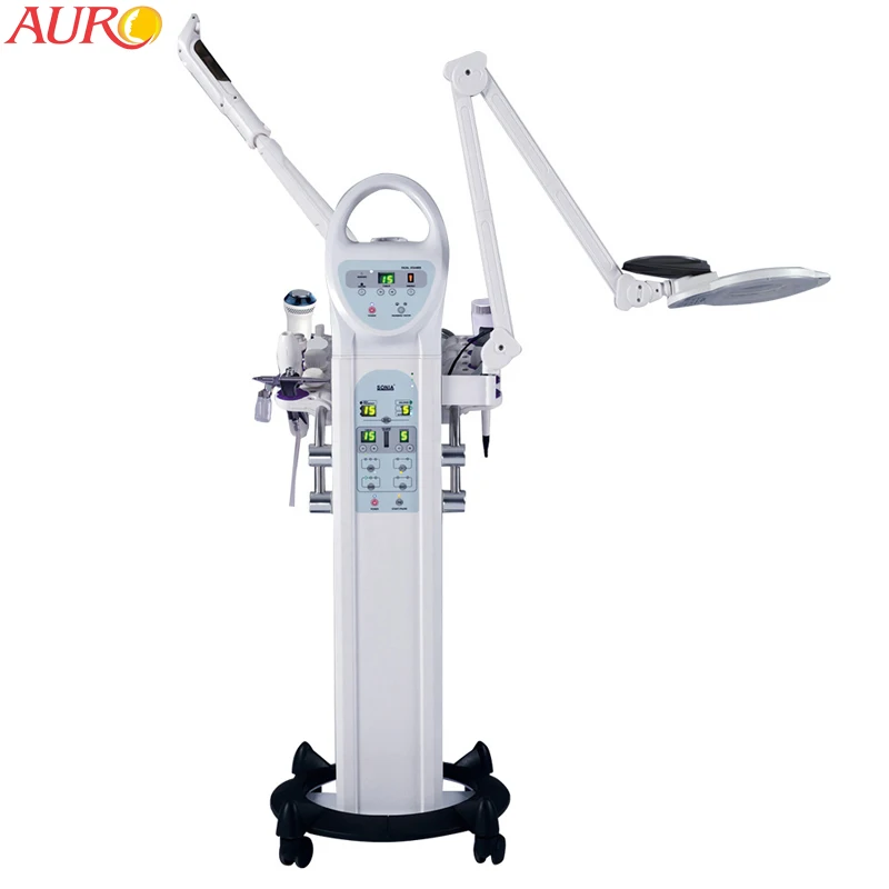 AU-2010A AURO Facial Care Tools Skin Deep Cleaning Microcurrent Facial Steamer Led Magnifying Lamp