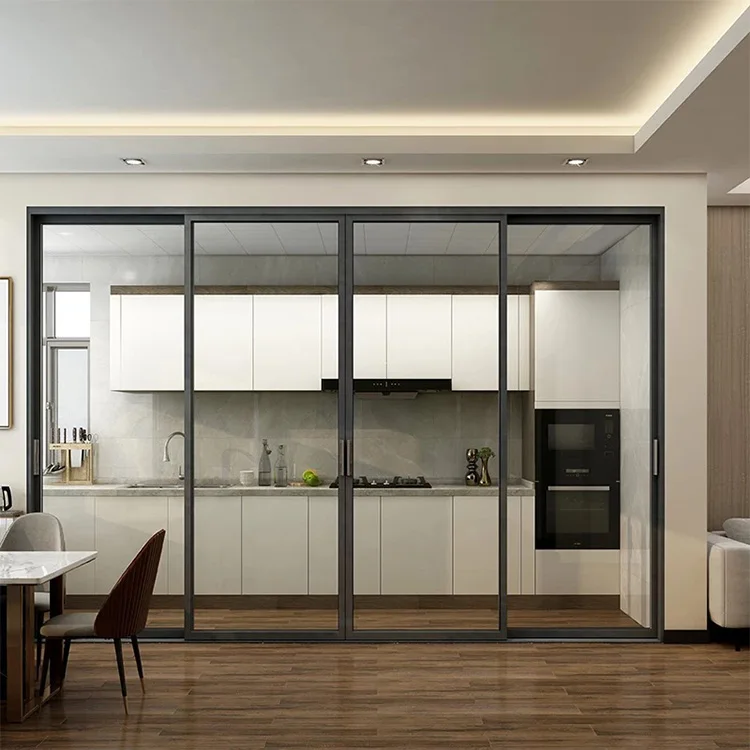Modern Double Glazing Glass Aluminum Sliding Doors For Office Security Door