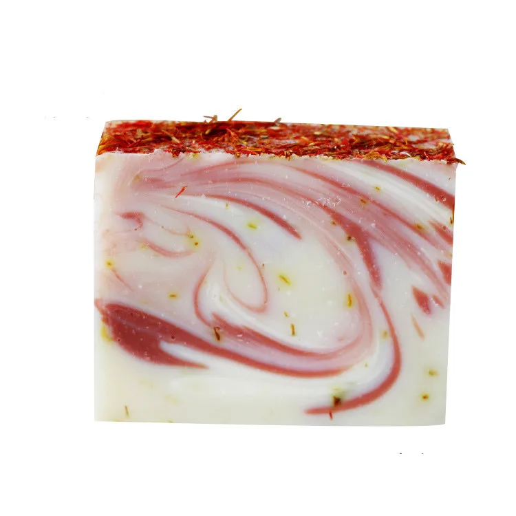Private Logo Natural Herbal Saffron Coconut Milk Soap Bar Cold Press Essential Oil Multi-layer  Soap