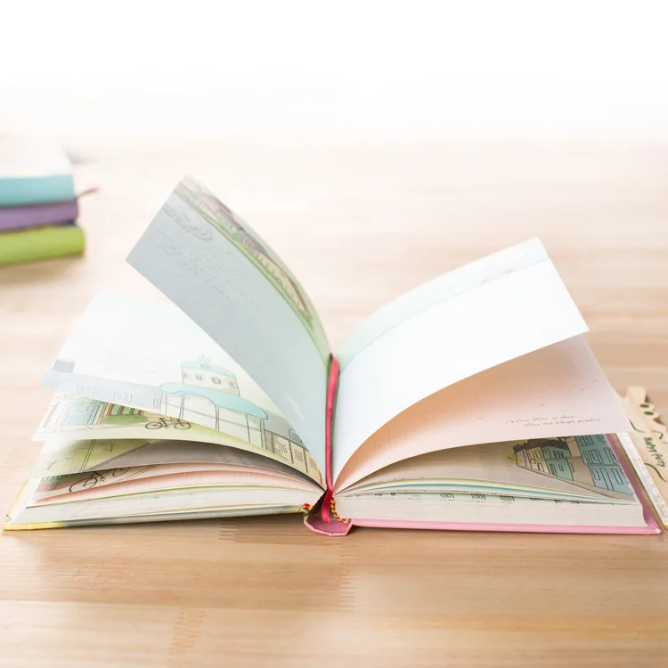 pu notebook beautiful page custom logo illustration book diary Korean creative hardcover notebook student stationery