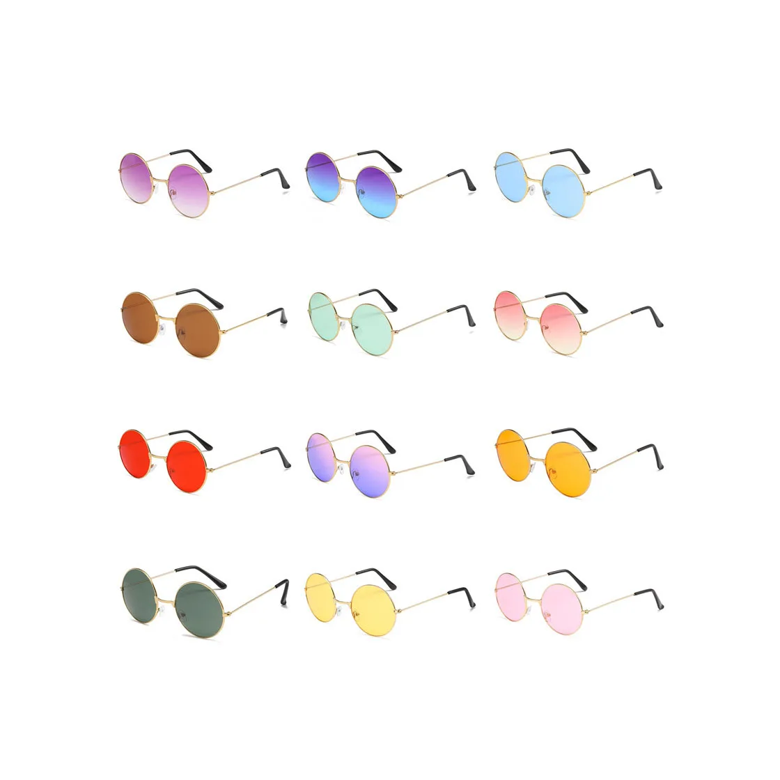 Customized Logo Men Women Sun glasses Ray Round Classic Frame Popular Brand Design Rose Gold Metal Wholesale Luxury Sunglasses