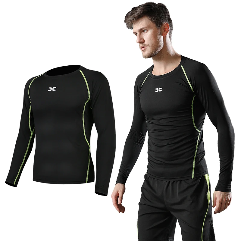 Factory Basketball Gym Compression Quick Dry Tight Mens Long Sleeve Men OEM Service Adults Plus Size Print Shirts & Tops Support