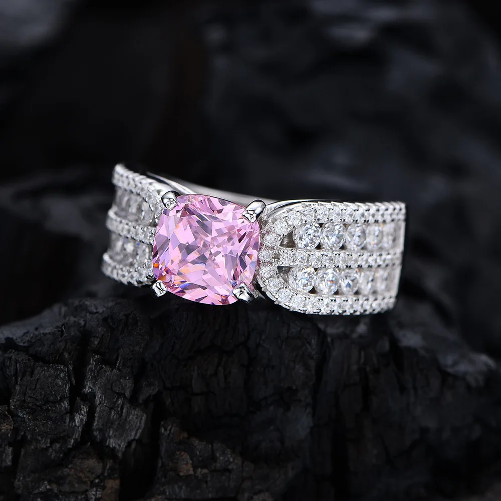 Серьги из серебра 925 пробы с квадратным зерном 8 шт.