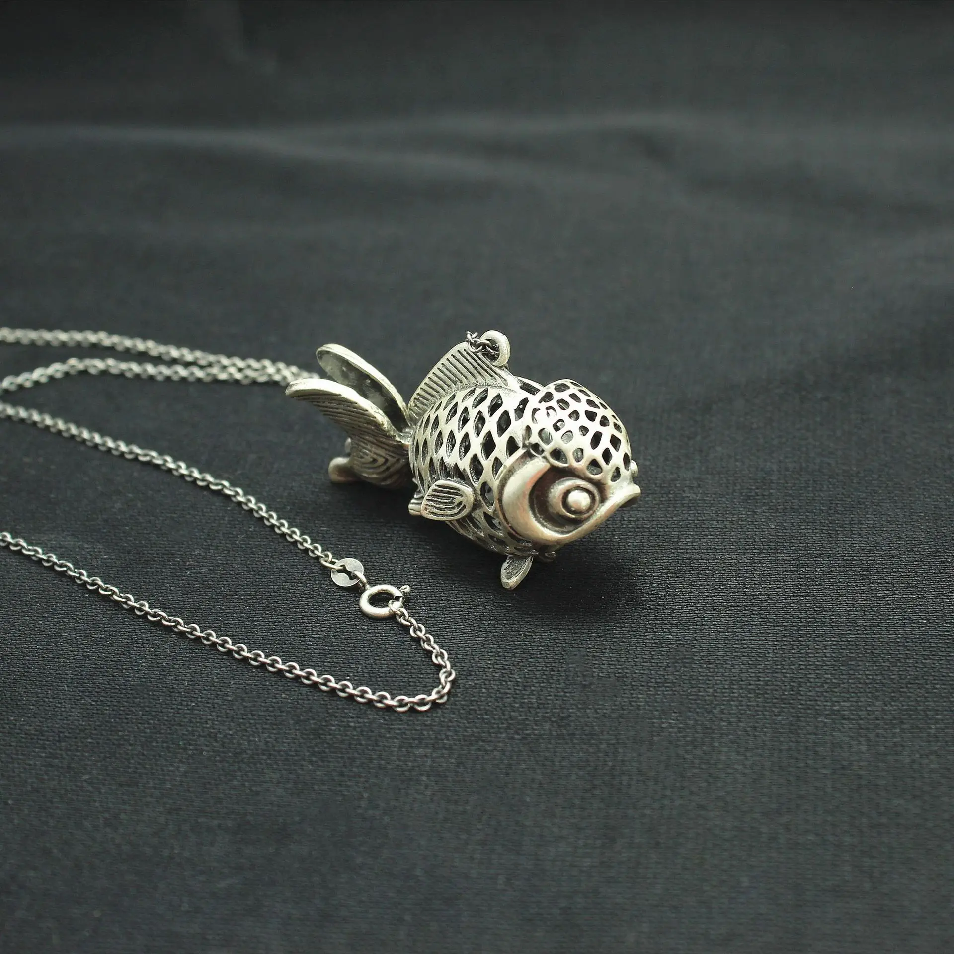 Wholesale marcasite 990 sterling silver carp pendant fish necklace