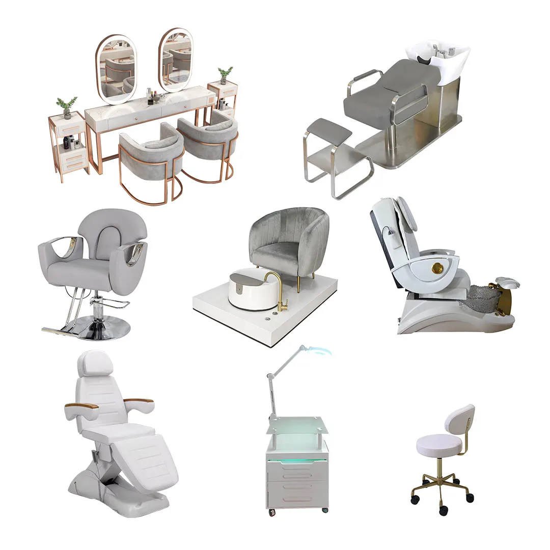 HOCHEY New style Beauty Salon Furniture Sets Black Shampoo Barber Pedicure Manicure Chair and Mirror Set Equipment for sale