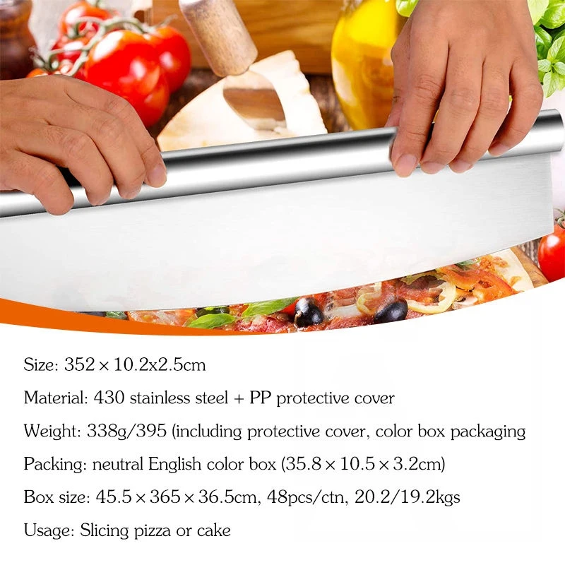 Stainless Steel Pizza Cutter Family Baking Cutting Tools Kitchen Dough Knife Steel Pizza Cutter with Protective Cover