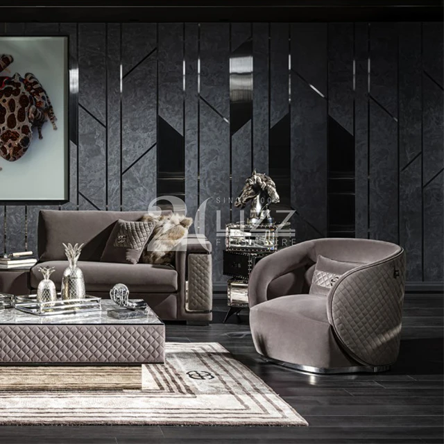 Роскошная гостиная диван мебель секционная ткань Loveseat и стул