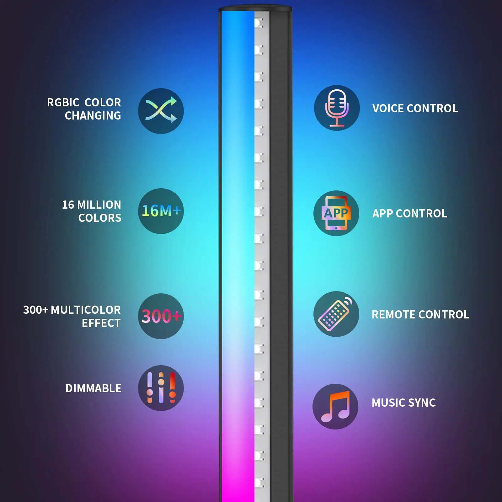 Living Room Lamp Intelligent Remote Led Light Stereo Voice Control Lights Decoration RGB Floor Lamp