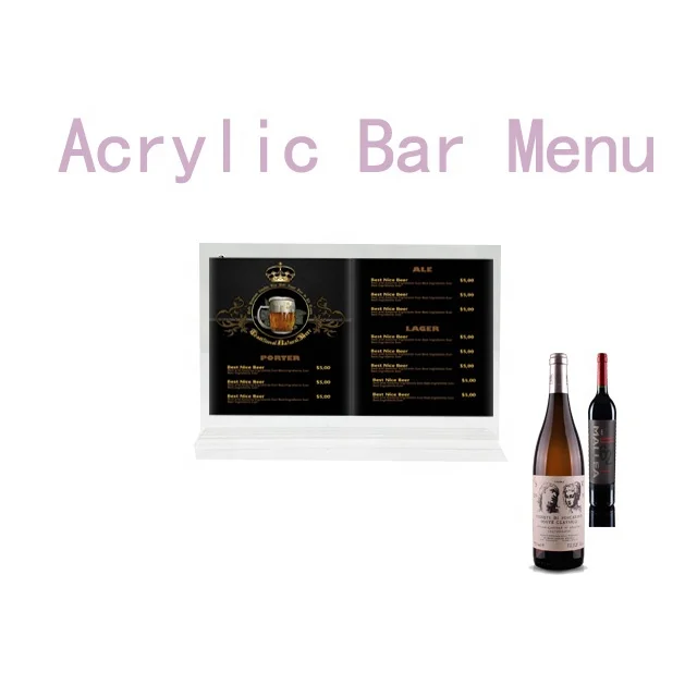 New product A5 Acrylic  Holder polymethyl methacrylate menu display rack for bar and restaurant