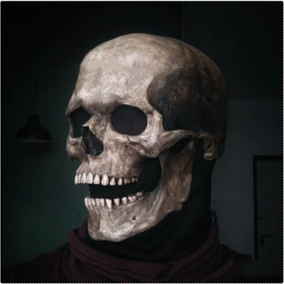 New Full Head Skull Mask Skeleton Movable Mouth Halloween Costume Horror Evil Latex Rubber Full Head Mask Cosplay Props