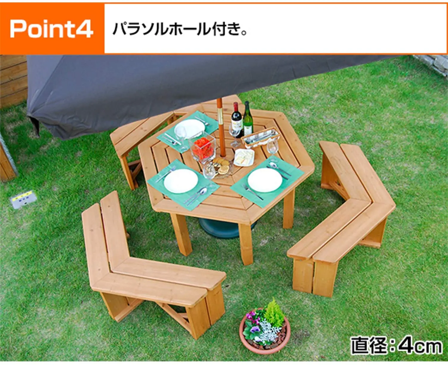 Деревянный стол для пикника с деревянной скамьей, уличный круглый стол с зонтиком для 3 взрослых или 6 детей