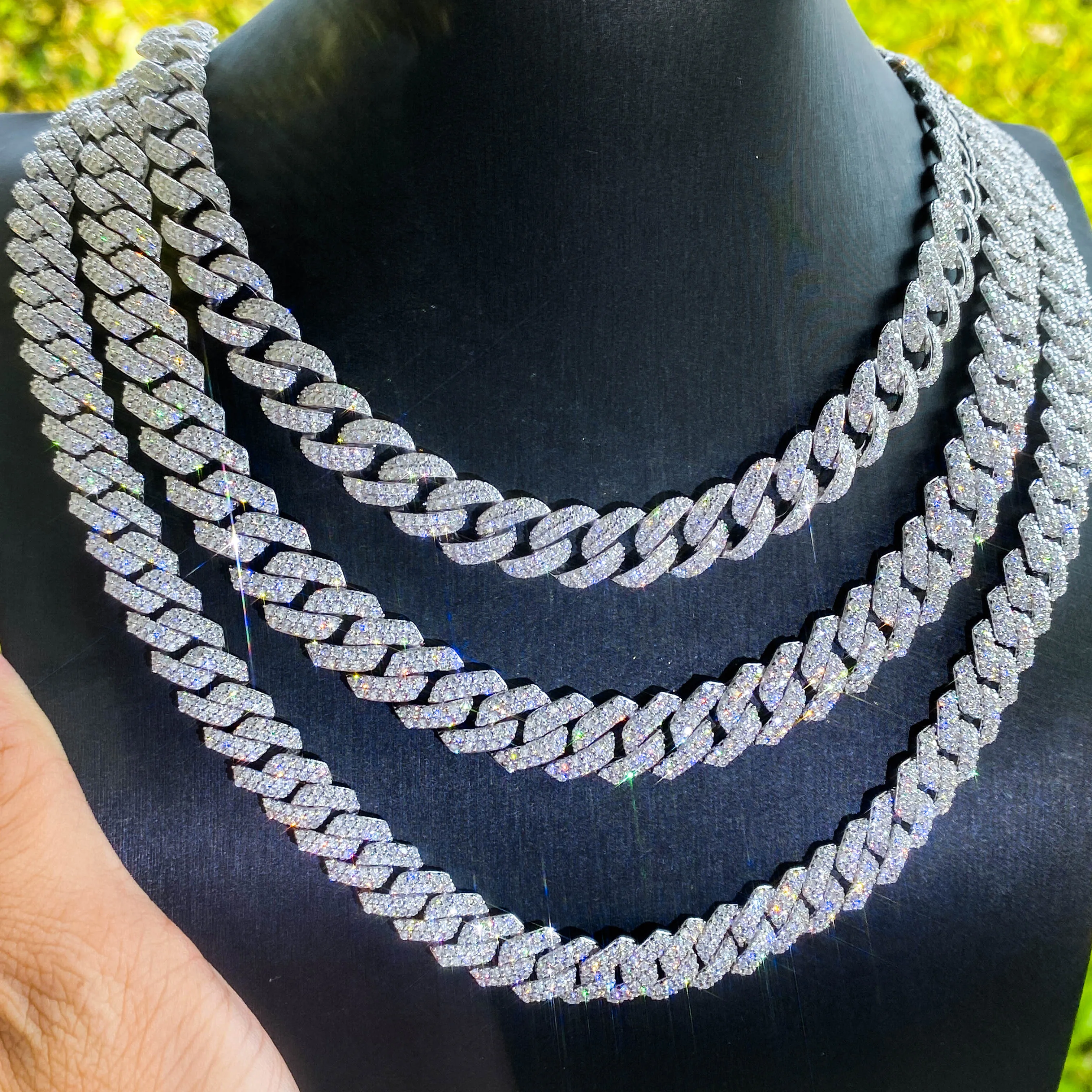 Wholesale  8MM VVS Diamond S925 Silver Cuban Link Chain Ready To Stock Hip Hop Iced Out Moissanite Cuban Bracelet