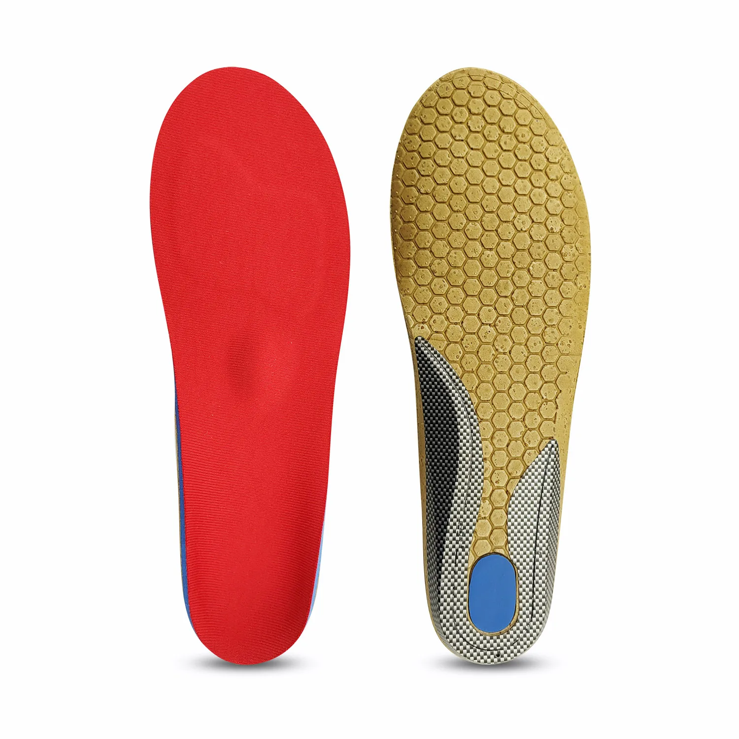 Arch Support Flat Foot Orthopedic Sneaker Inserts Insole Carbon Fiber Gel Poron Orthotic Sports Shoes Cork Insoles