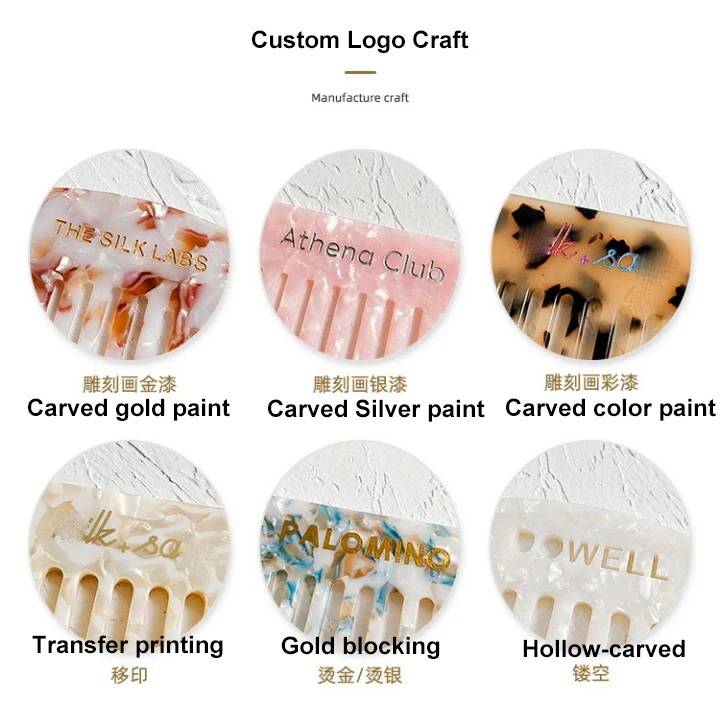 Wholesale 3Pcs Pink Personalized Wide Tooth Cellulose Acetate Comb Set