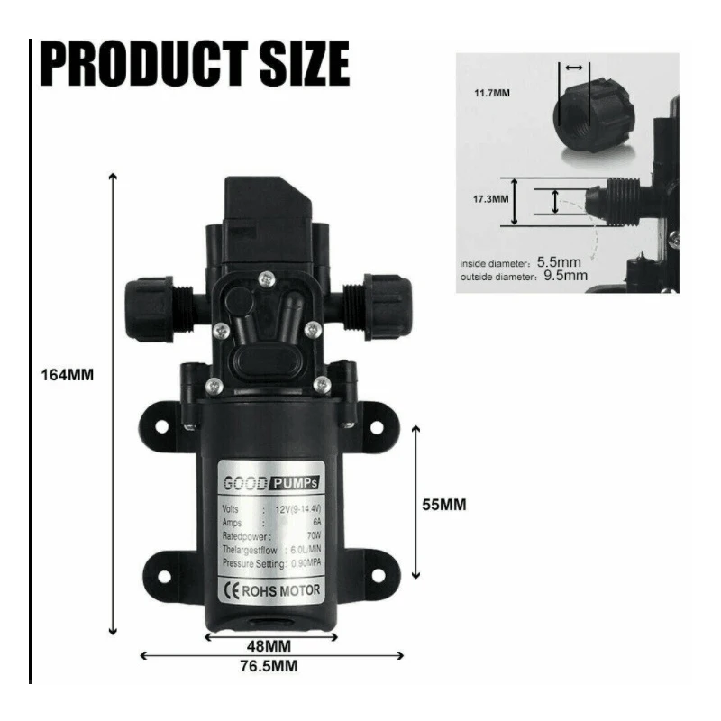 Multifunctional Dc Diaphragm Parts 12V High Pressure Water Injection Pump for Park Fog