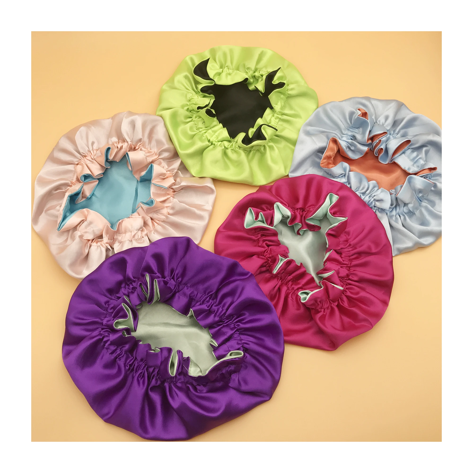 adjustable satin bonnets high quality double layer silk hair bonnet woman fashion reversible bonnets sleeping cap women satin