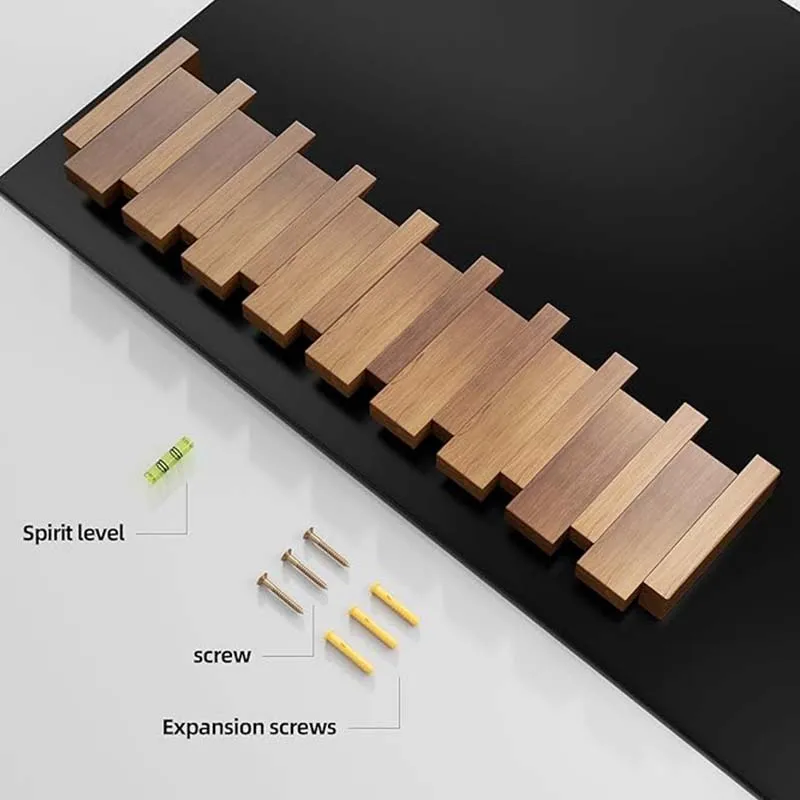 Wooden Coat Rack Wall Mounted Handmade Natural Hook Space Saving Coat Hanger with 10 Flip Down Hooks for Home Decoration