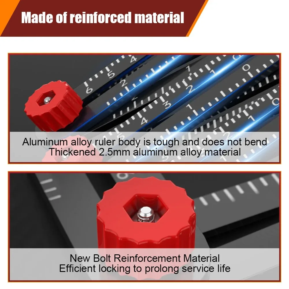Multi Angle Measuring Ruler Folding Positioning Ruler Tile Flooring Punch Tool Universal Adjustable Tile Hole Locator Kits