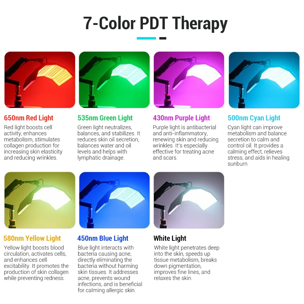 Professional 7 color led pdt 273pcs lamp 360 adjustable rob red led face light therapy facial machine