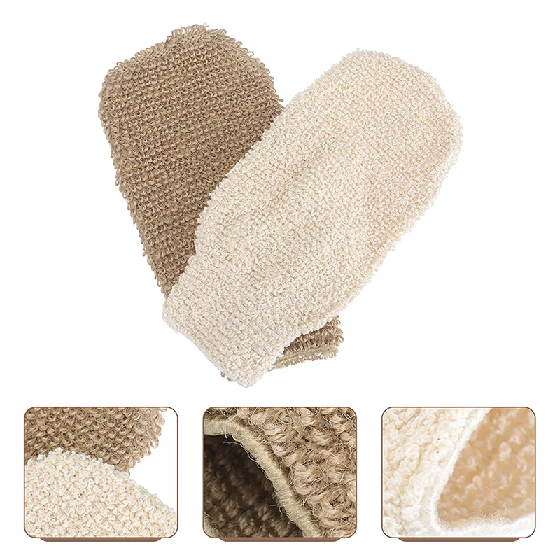 Wholesale Shower Products Private Label 100% Eco-friendly Plant Fiber Jute Hemp Natural Body Exfoliating Bath Gloves