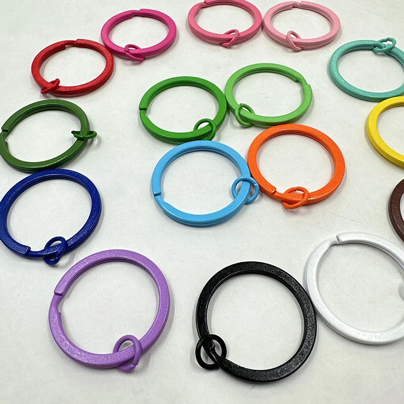 30mm Metal DIY Key Chain Accessory Silver Gold Bronze Round Split Key Ring With Twist Link Chain Keychain Rings With Link Chain
