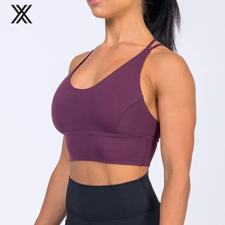 High quality Mauve yoga gym fashionable sports bra for large breasts seamless Shoulder straps cross