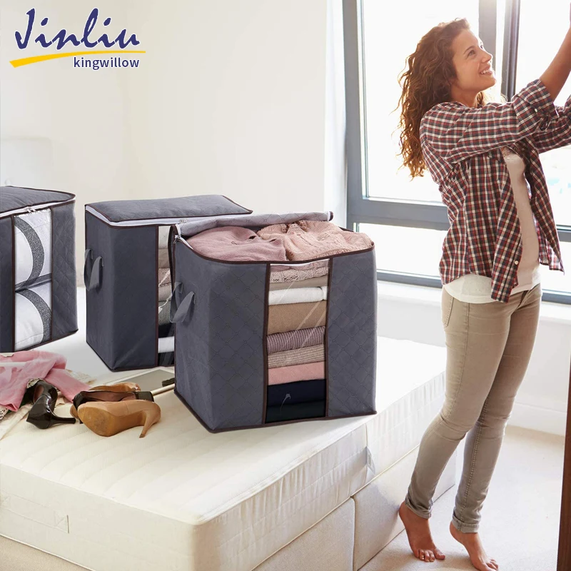 Quilt storage bag factory customizable non-woven clothes quilt organizing bag large capacity moving luggage packing bag