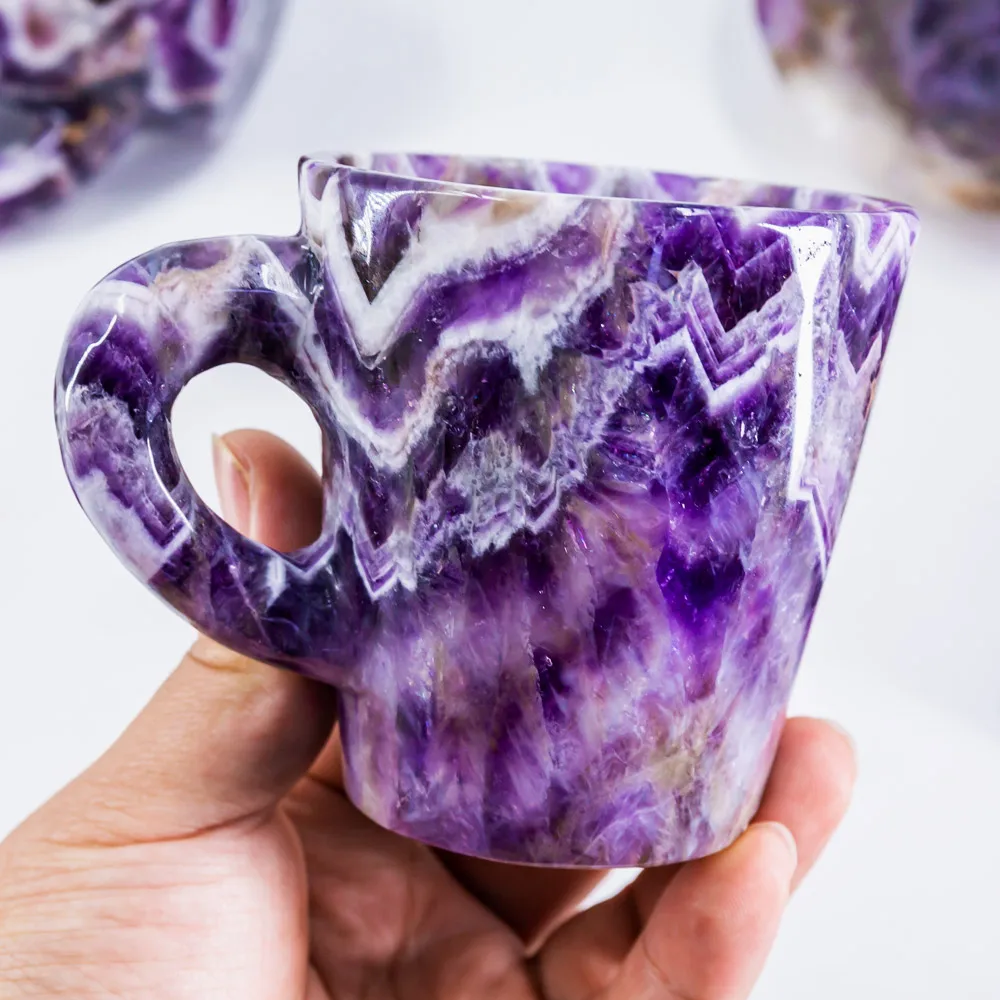 Wholesale Natural Quartz Folk Crafts Bowl Healing Stones Dream Amethyst Crystal Cup For Home Decoration