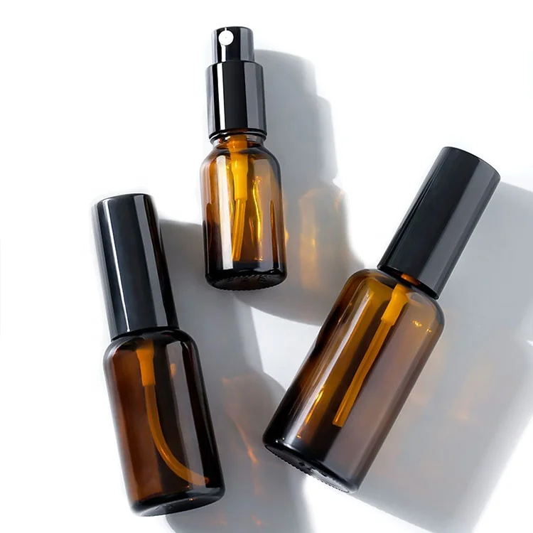 Empty 10ml 15ml 20ml 30ml 50ml amber glass perfume spray bottles with mist sprayer