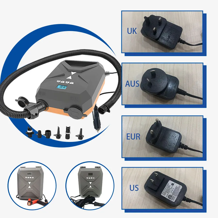 Quick inflation High Pressure Paddle Board Electric Pump Inflator with Nylon Telescopic Hose And Air Nozzle For SUP Pump