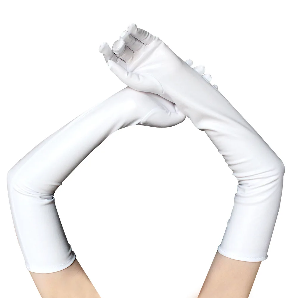 Sexy Patent Leather Gloves Long Cosplay Clothes Accessories Black Tight Gloves Pole Dance Performance Gloves