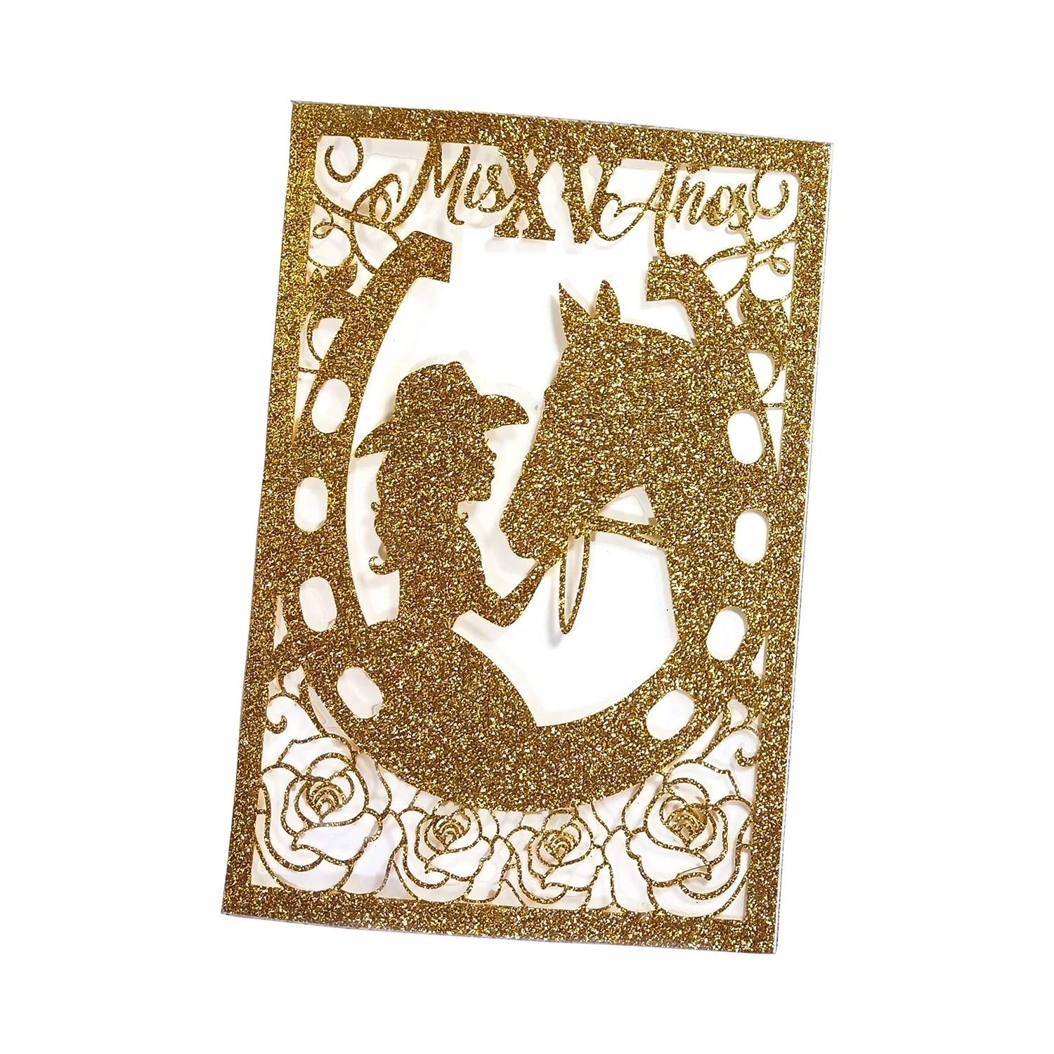 Good quality glitter paper Customized luxury laser cut Christmas wedding greeting cards