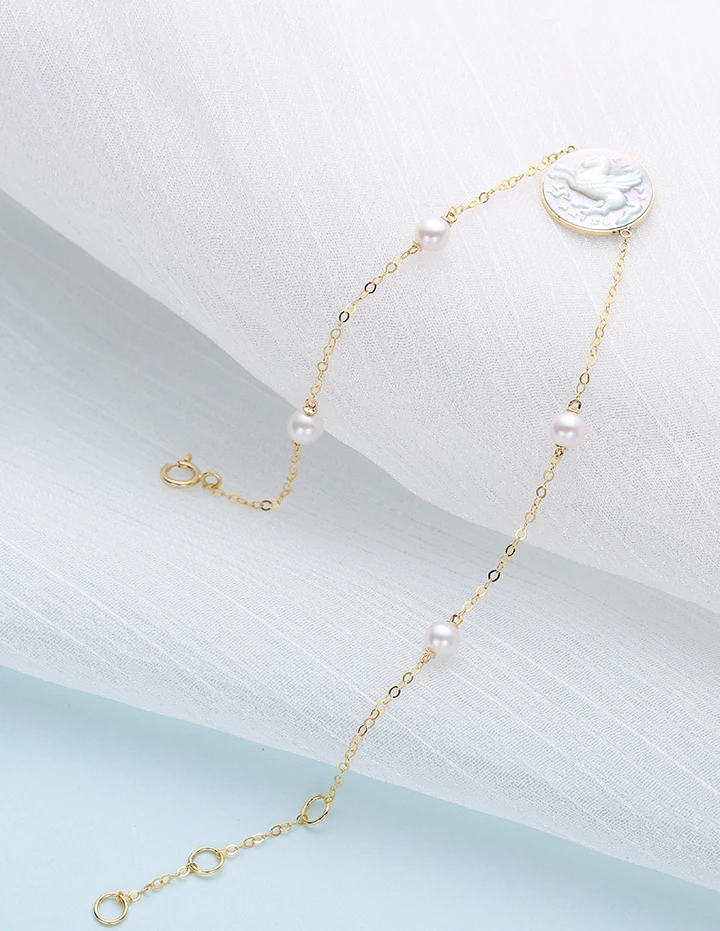 fashion bracelet jewelry CNC engraving nature mother oyster 18k gold jewelry fresh water pearl bracelet
