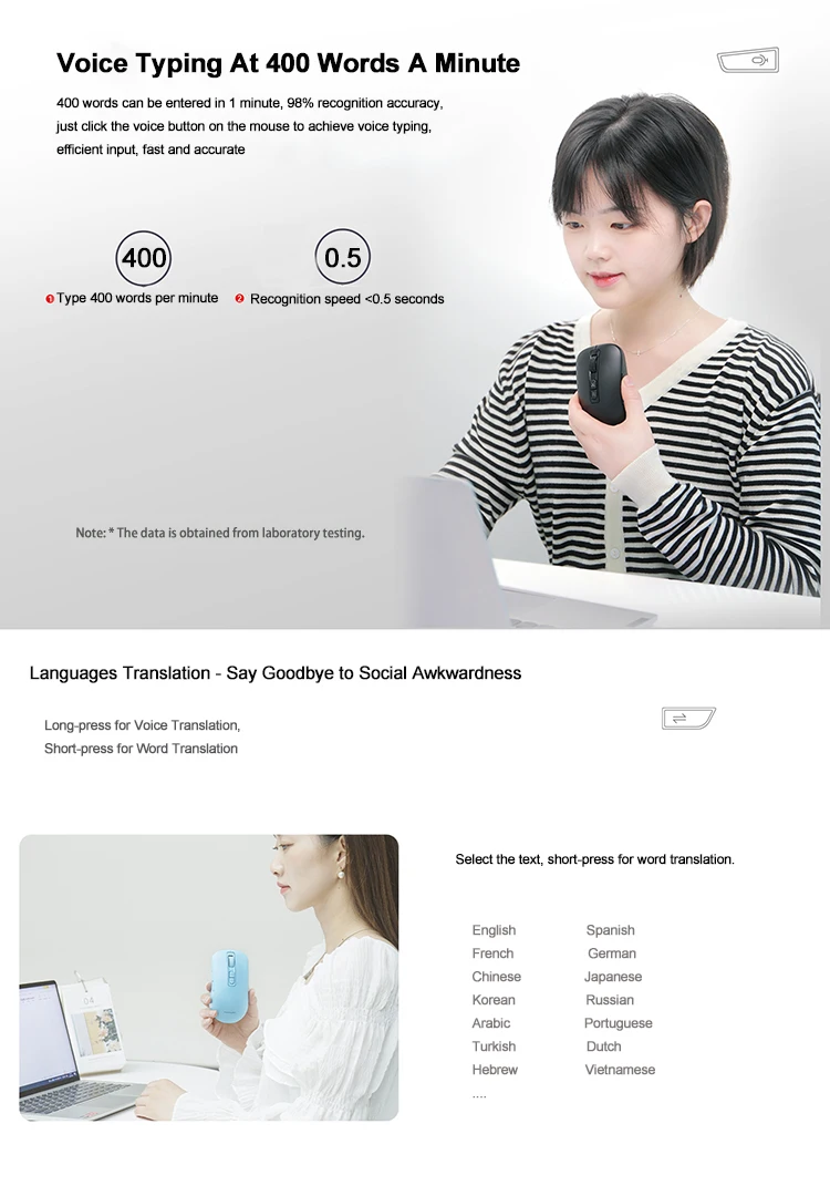 The Newest Product Wireless AI Voice Mouse Smart Mouse Support multi-Language Translation