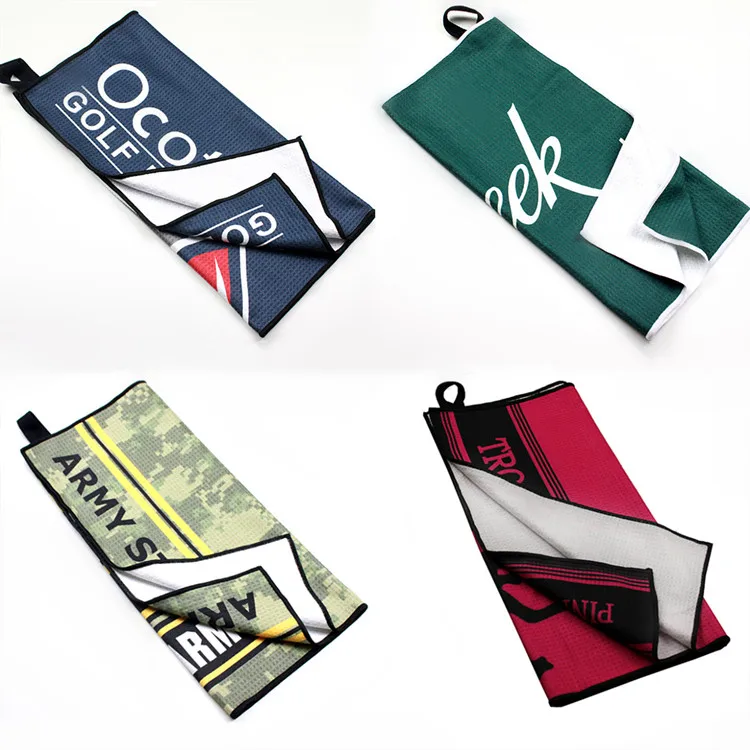Caddie towel sublimation printed golf towel microfiber waffle towel