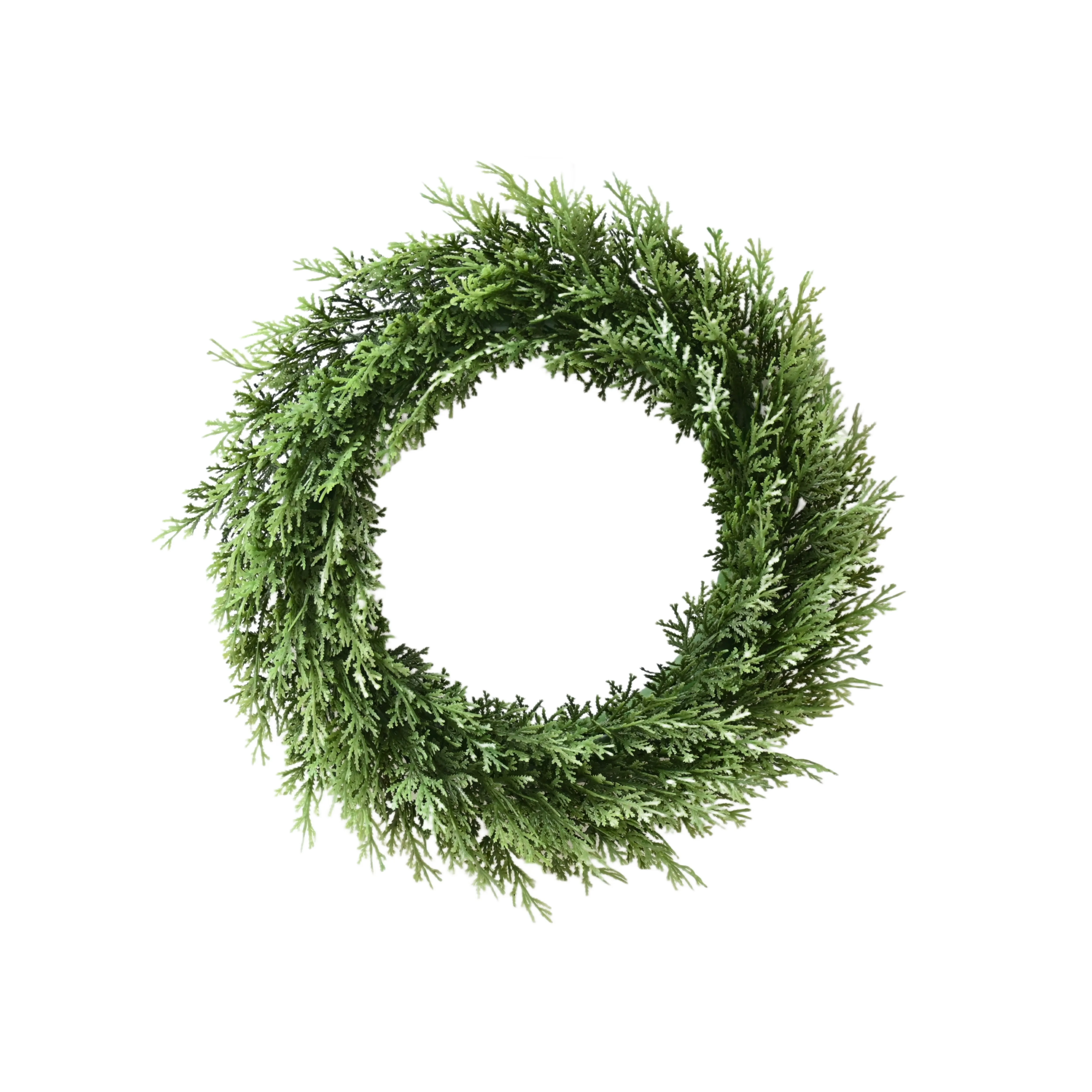 16.5 Inch Christmas Artificial Cedar Wreath Handmade Artificial Cypress Leaves Wreath