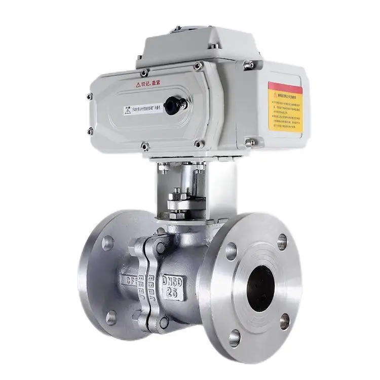 CQATMT  3 PCS stainless steel 316 12V 24V DC 220V DN32 Rotary Electric Actuator ball valve