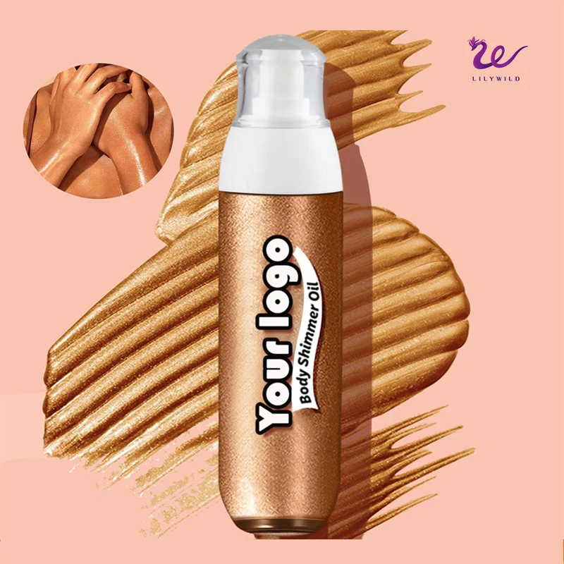 High Quality Private Label Glitter Hair And Body Spray Body Shimmer Oil Custom Logo Shimmer Oil Body