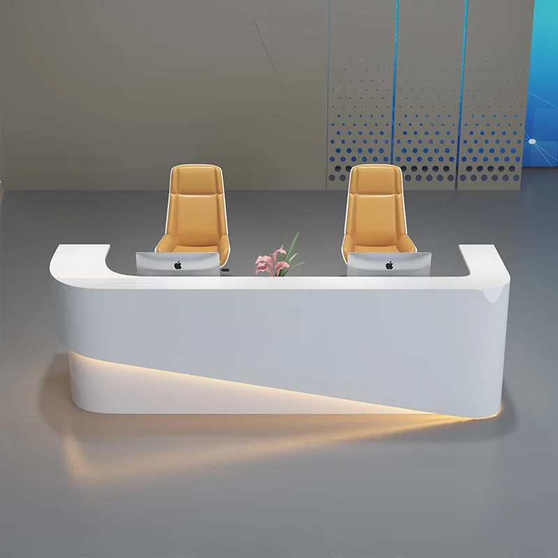 Piano glossy surface boutique modern reception desk with logo customized nail salon reception desk