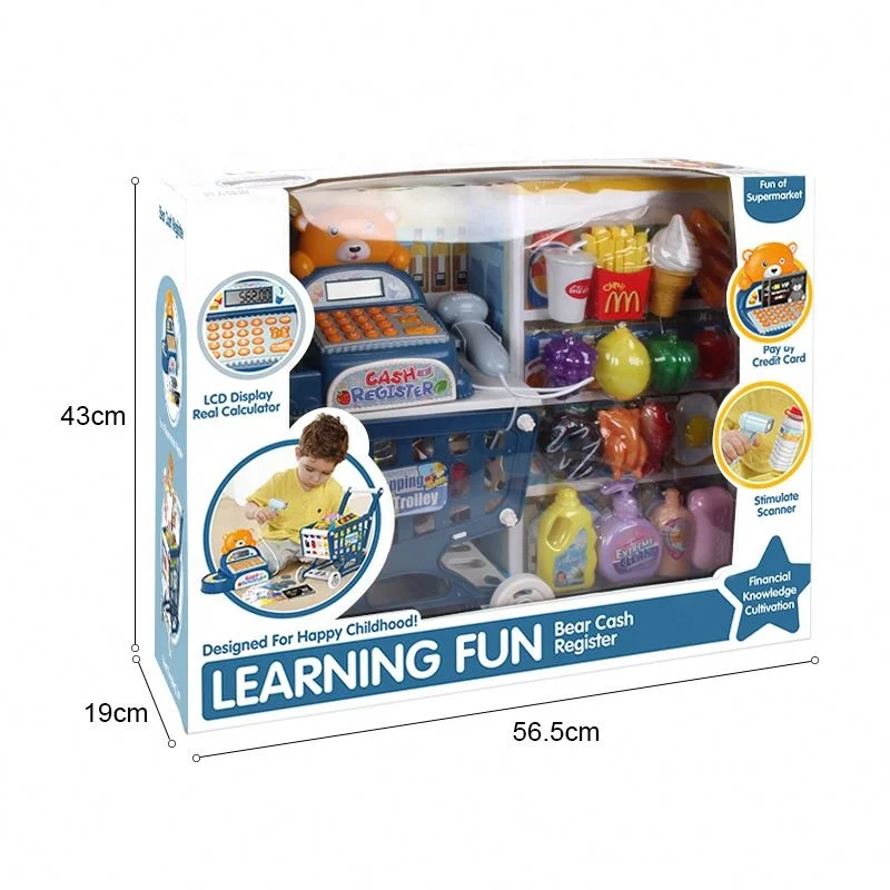 Top Quality Shopping Set With Calculator Scanner Supermarket Equipment Kids Electronic Cash Register Toy