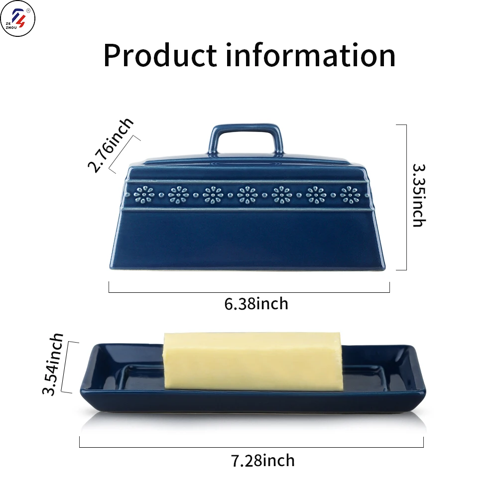 On Sale Porcelain Rectangular Shape Ceramic Butter Dish With Lid Butter Keeper Storage