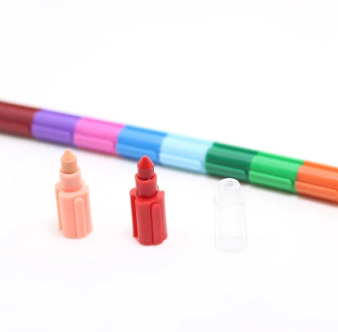 12 pieces stacking buildable crayons colorful crayon rainbow pop plastic crayon changeable coloring pens for kids